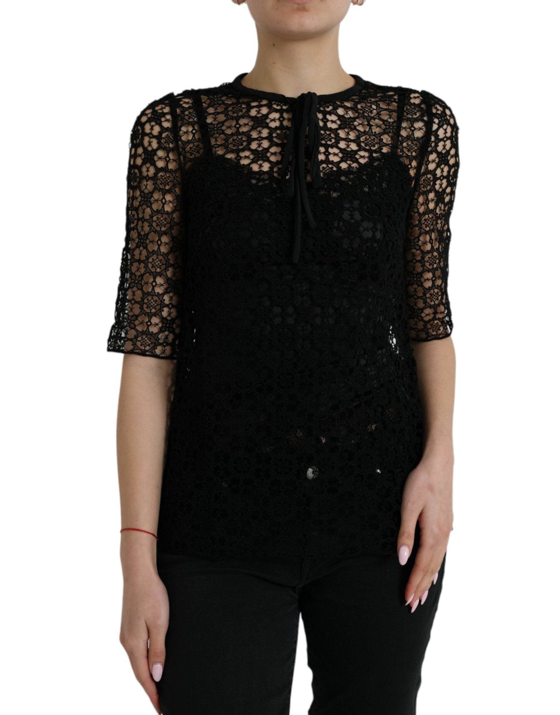 Black lace top with long sleeves