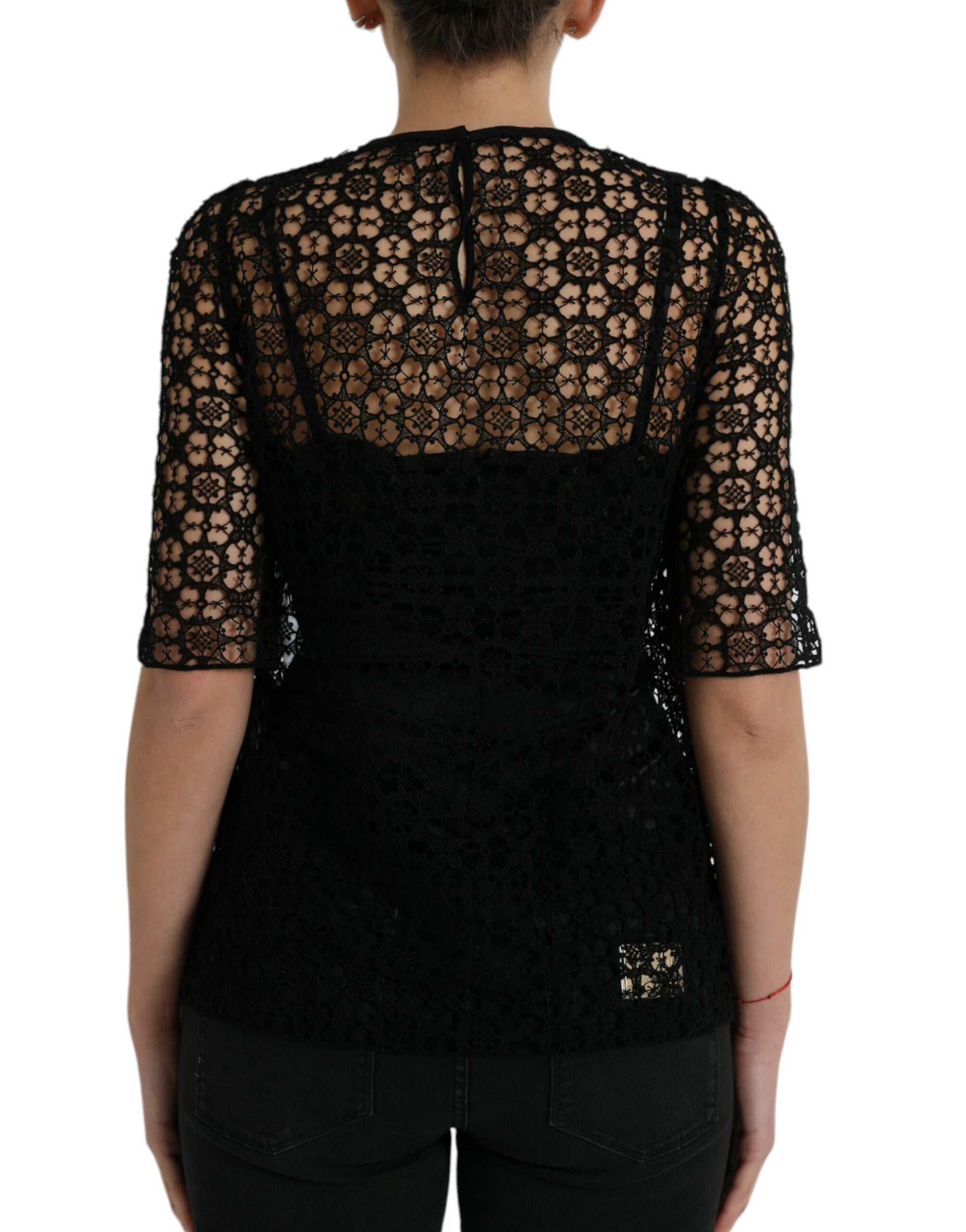 Black lace backless top