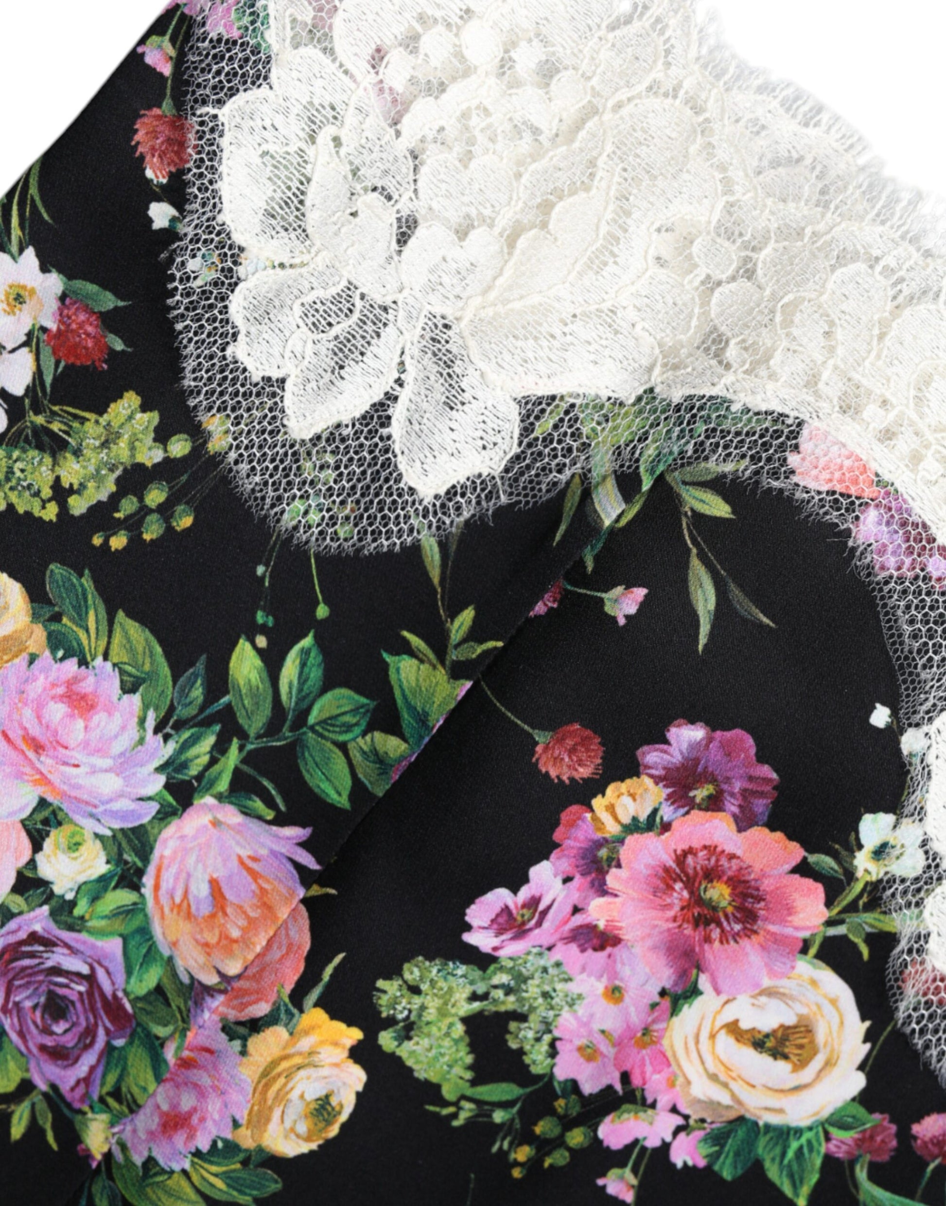 Floral print dress with lace trim