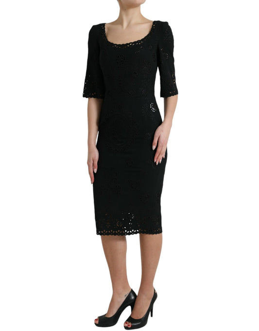 A black lace midi dress with floral pattern from Dolce & Gabbana