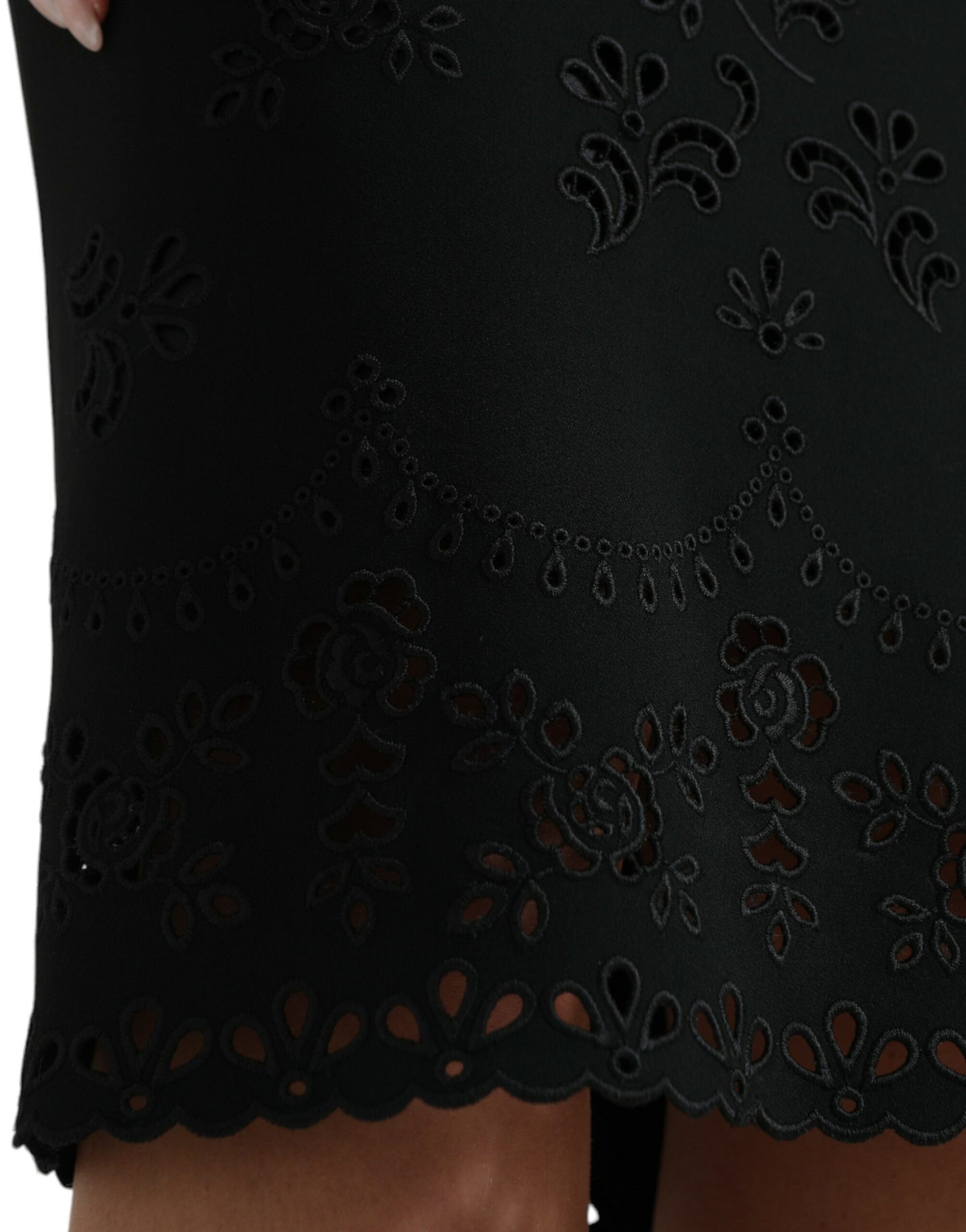 A black lace midi dress with floral pattern from Dolce & Gabbana