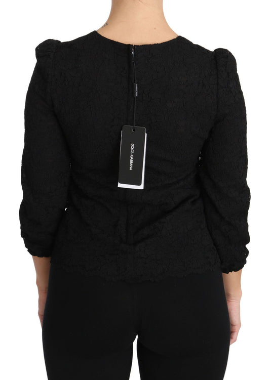 Black lace top with tag on back