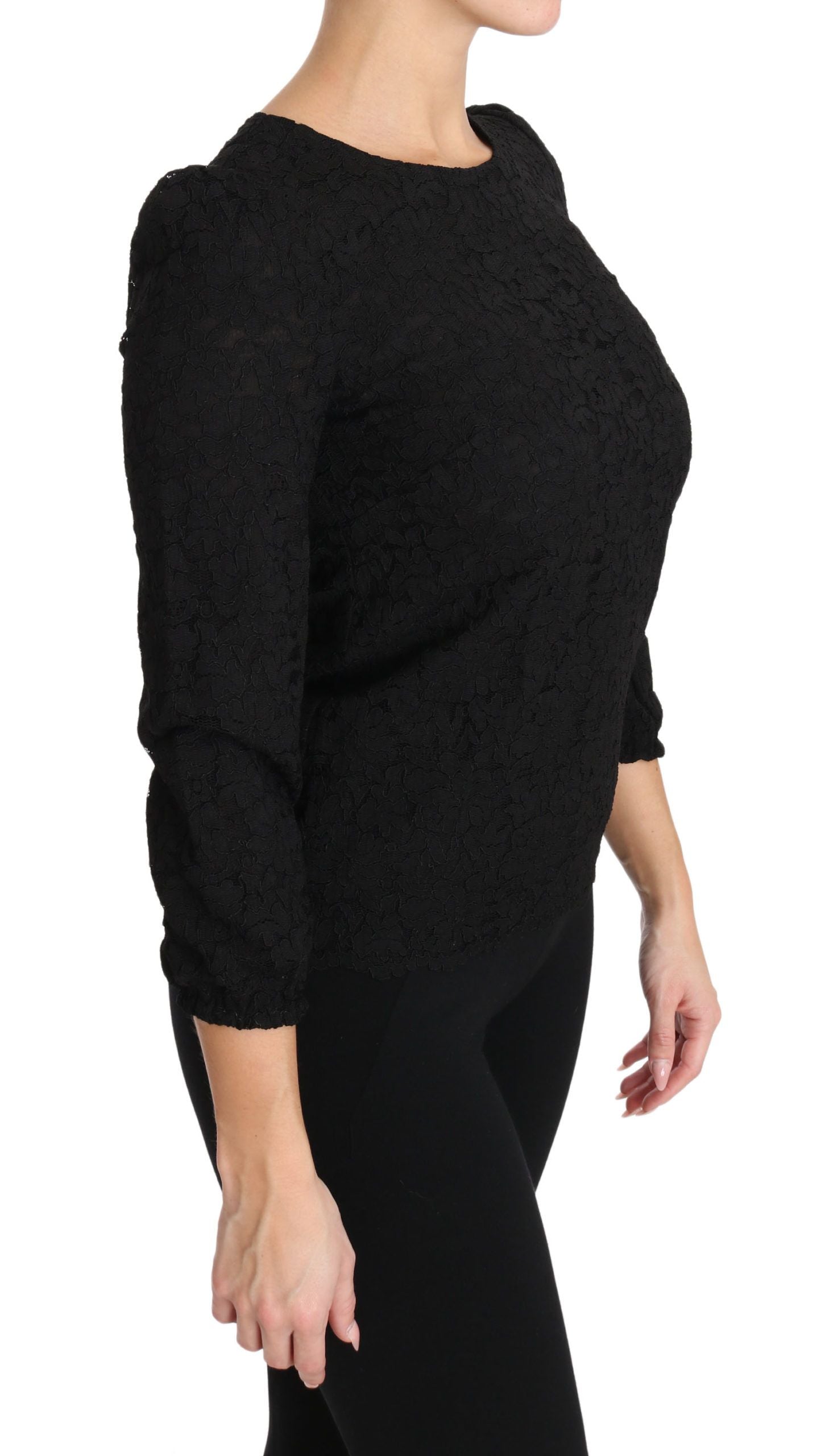 Black long sleeve top on woman