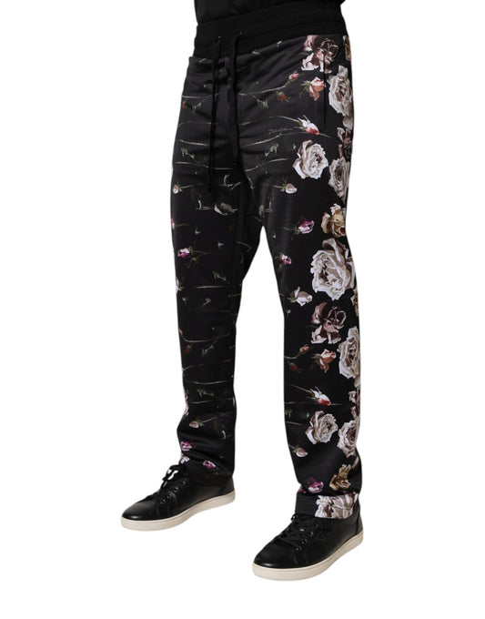 Pair of black pants with floral pattern