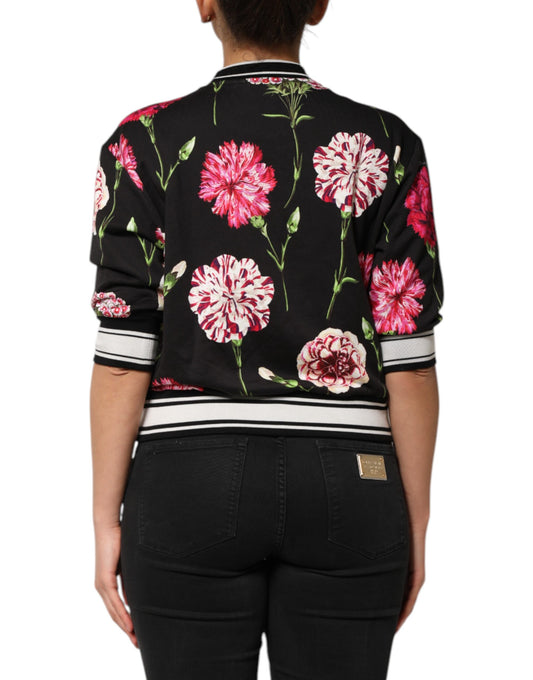 Black jacket with floral pattern on back