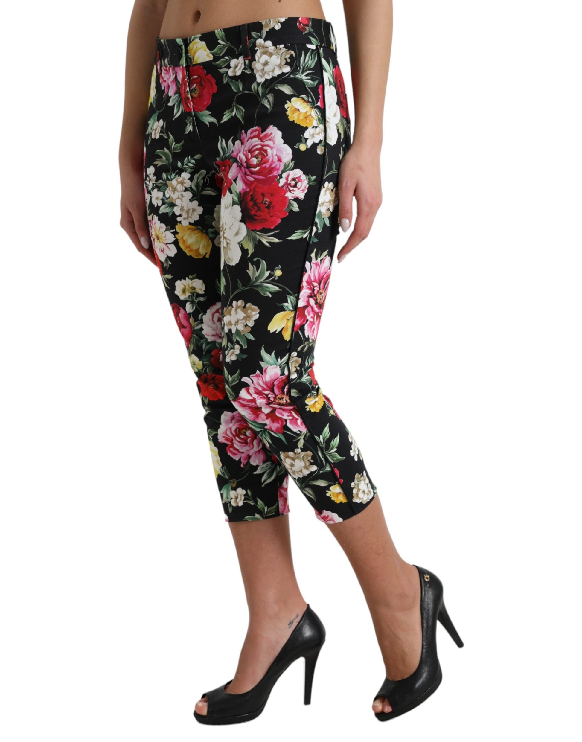 Woman wearing floral print pants