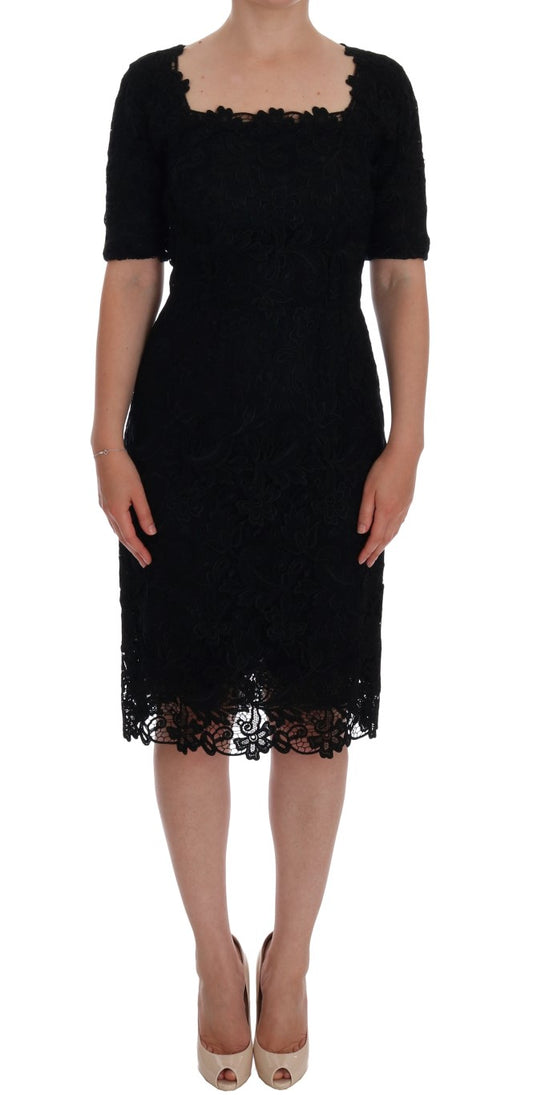Black lace dress on woman
