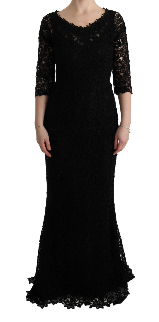Long black lace dress
