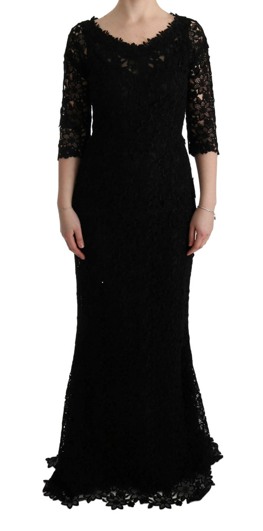 Long black lace dress