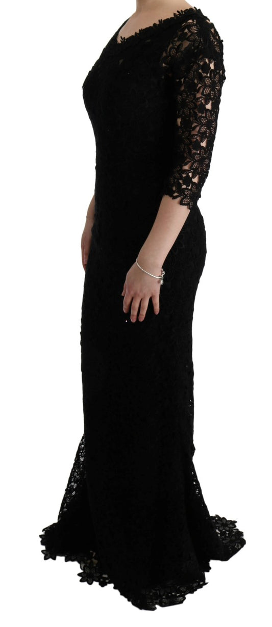 Long black lace dress
