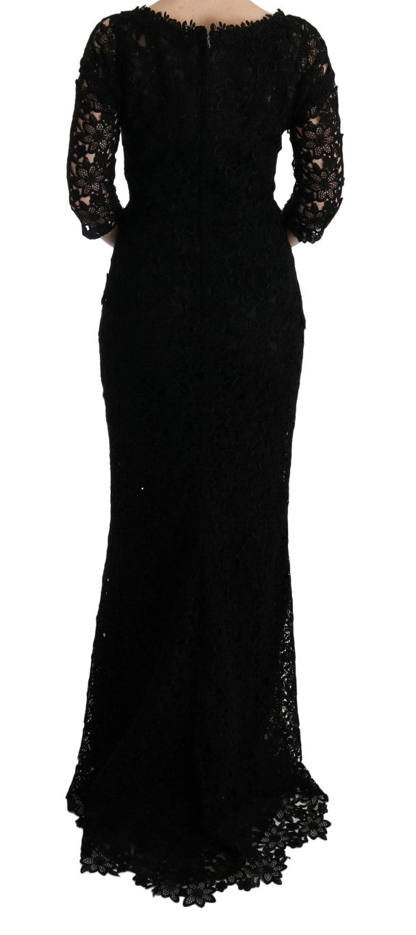 Long black lace dress