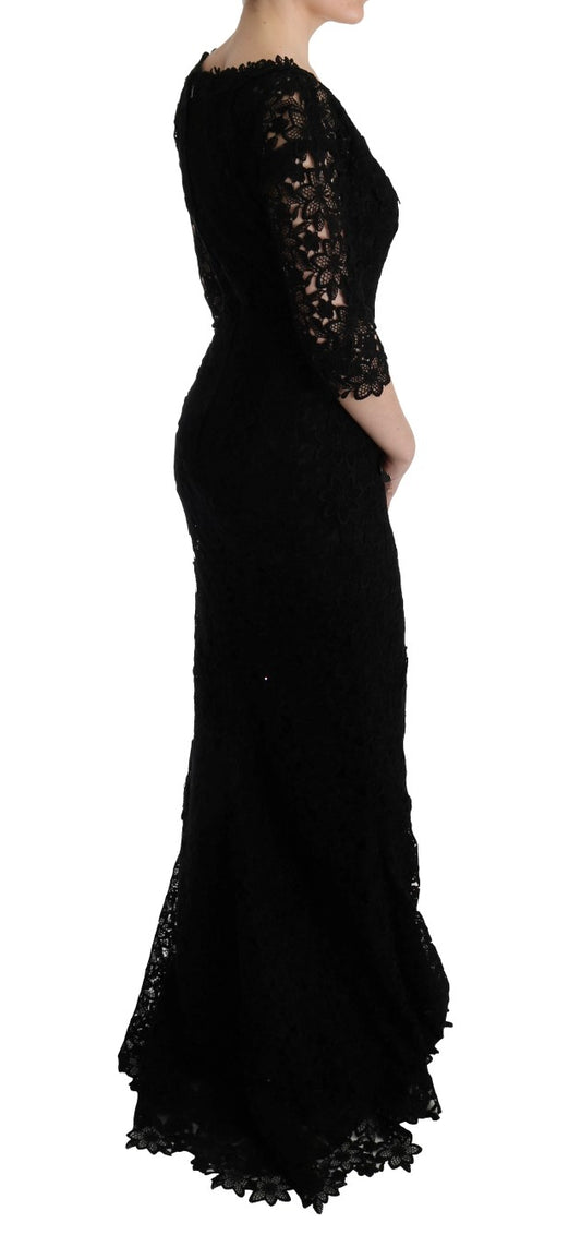 Long black lace dress