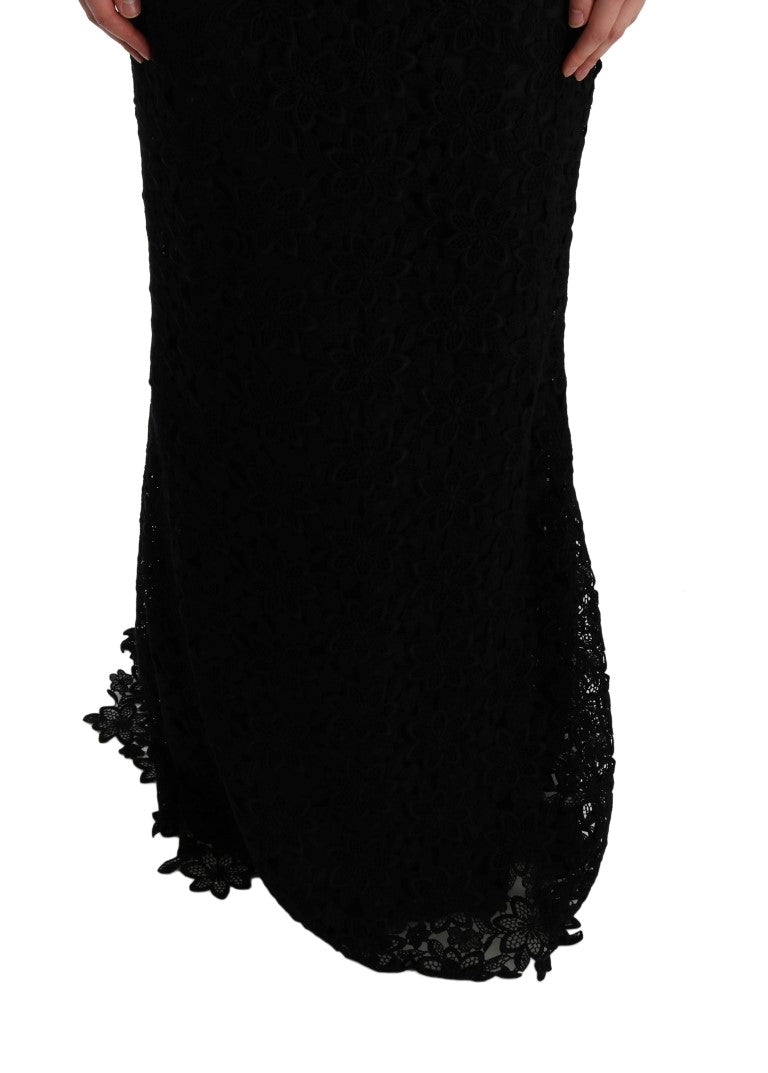 Long black lace dress