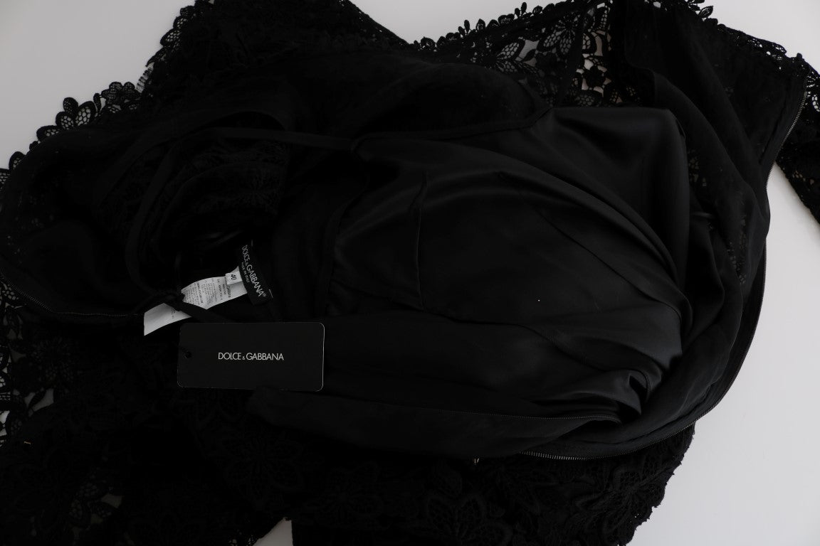 Black lace fabric on white background