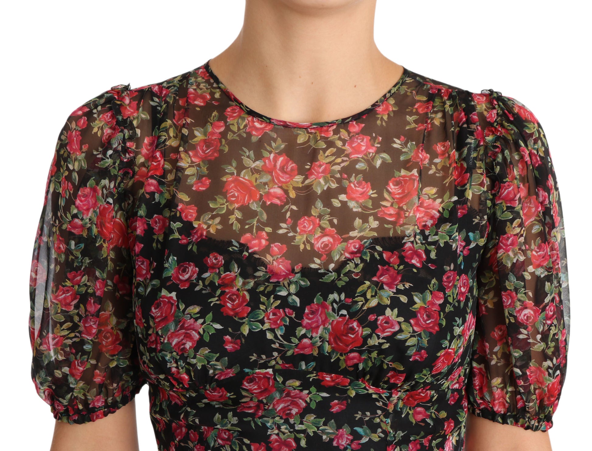 Black floral lace top with sheer sleeves