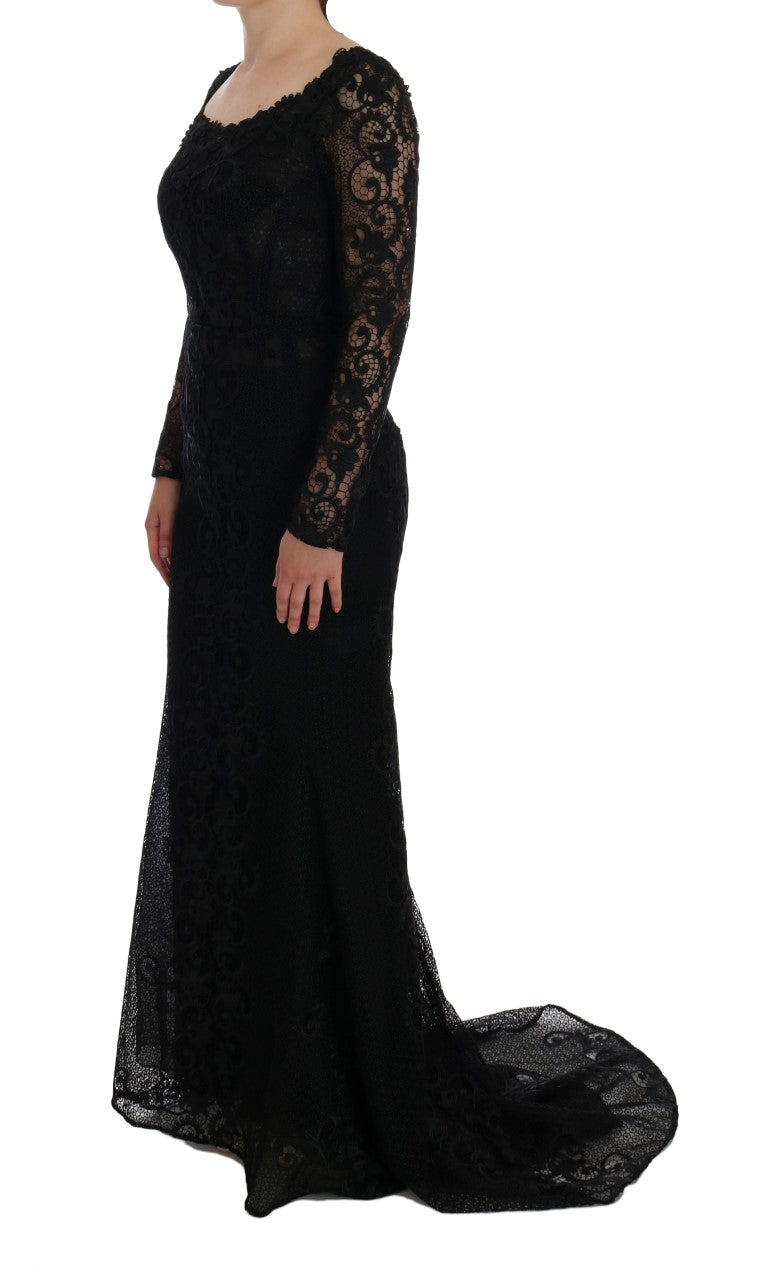 Long black lace dress