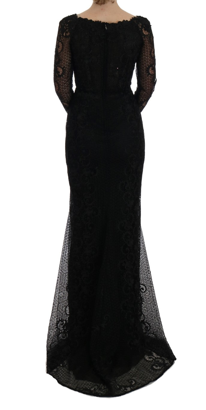 Long black lace dress