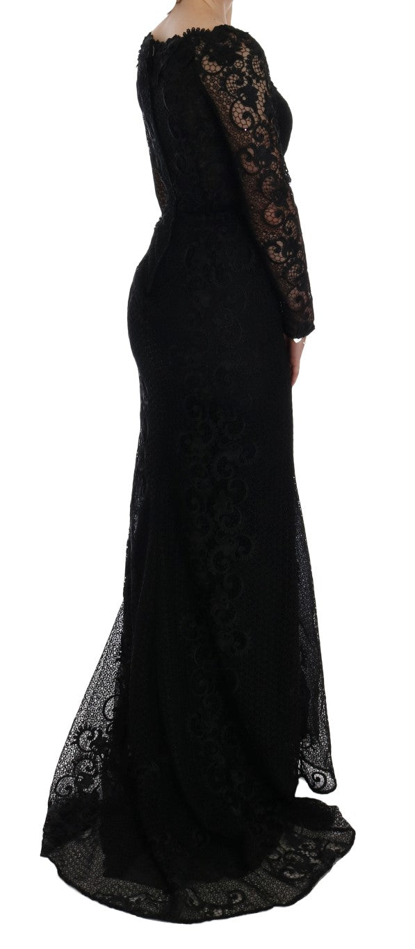 Long black lace dress