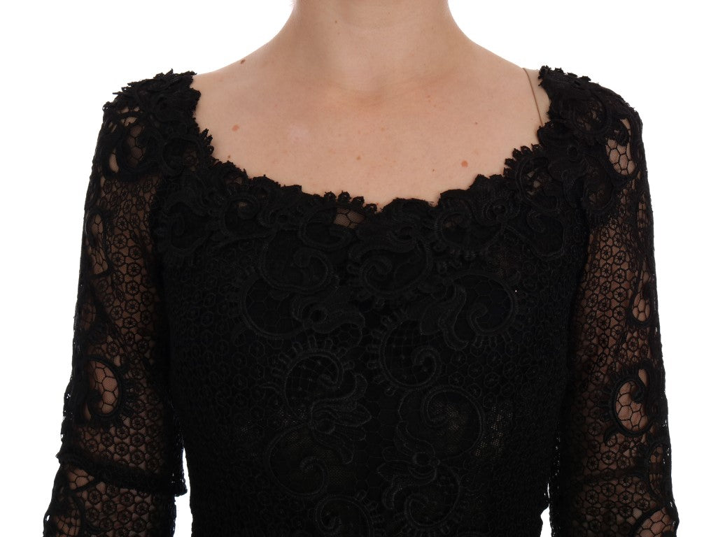 Black lace dress with long sleeves