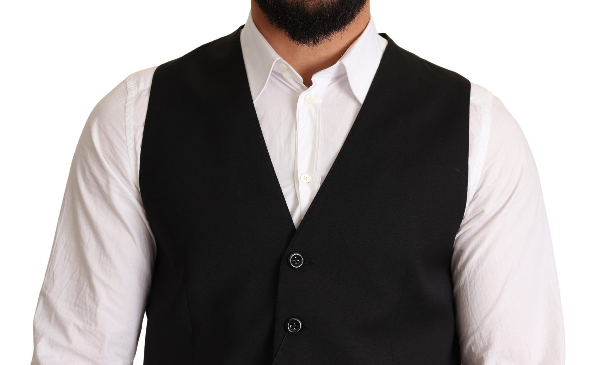A black formal vest from Dolce & Gabbana, part of a suit and tailoring collection