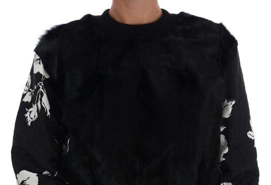 Black sweater with fur trim