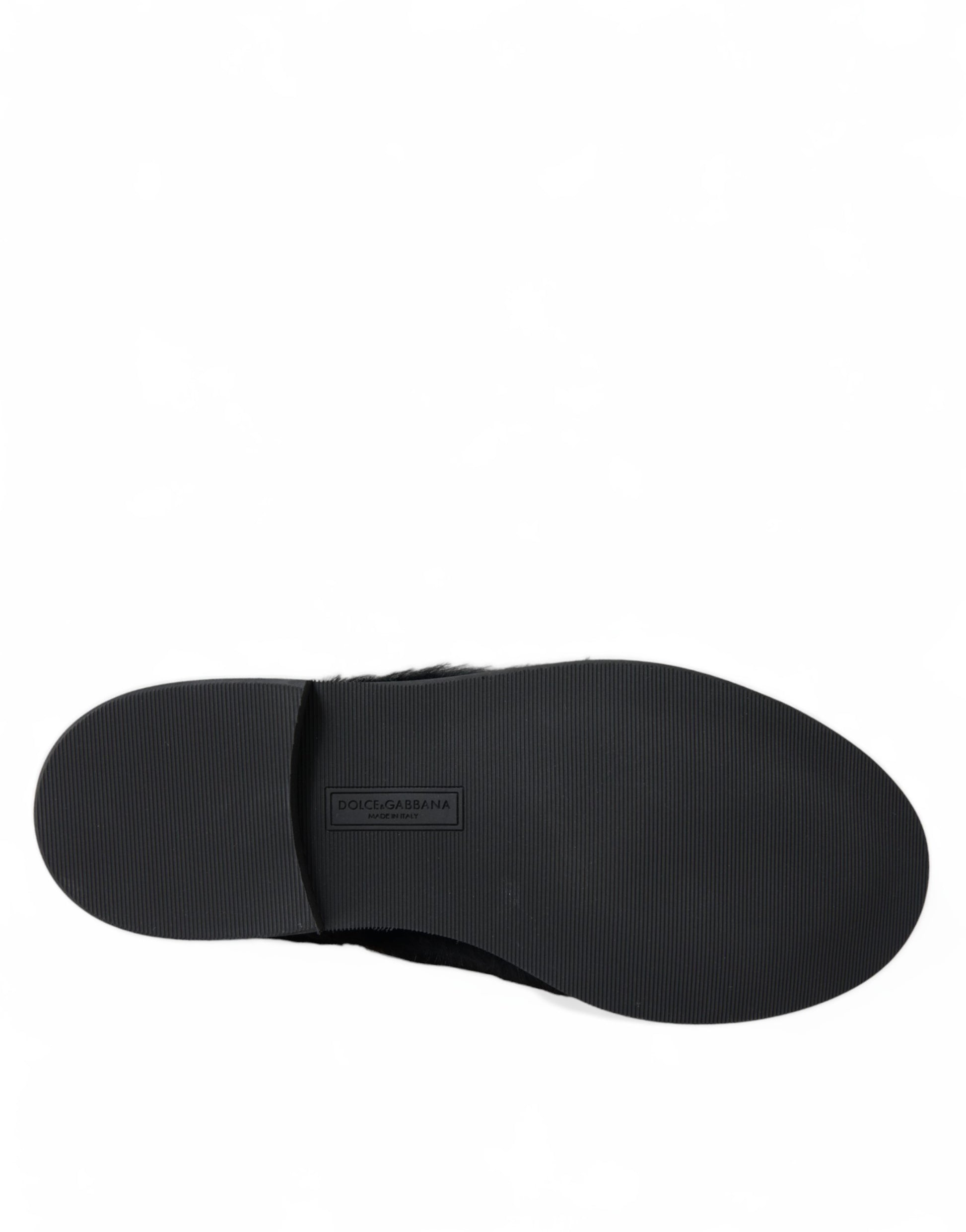 Black shoe with a white sole and heel