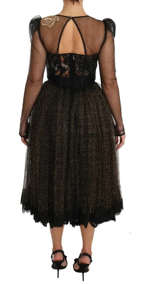 A black gold crystal heart a-line dress from Dolce & Gabbana