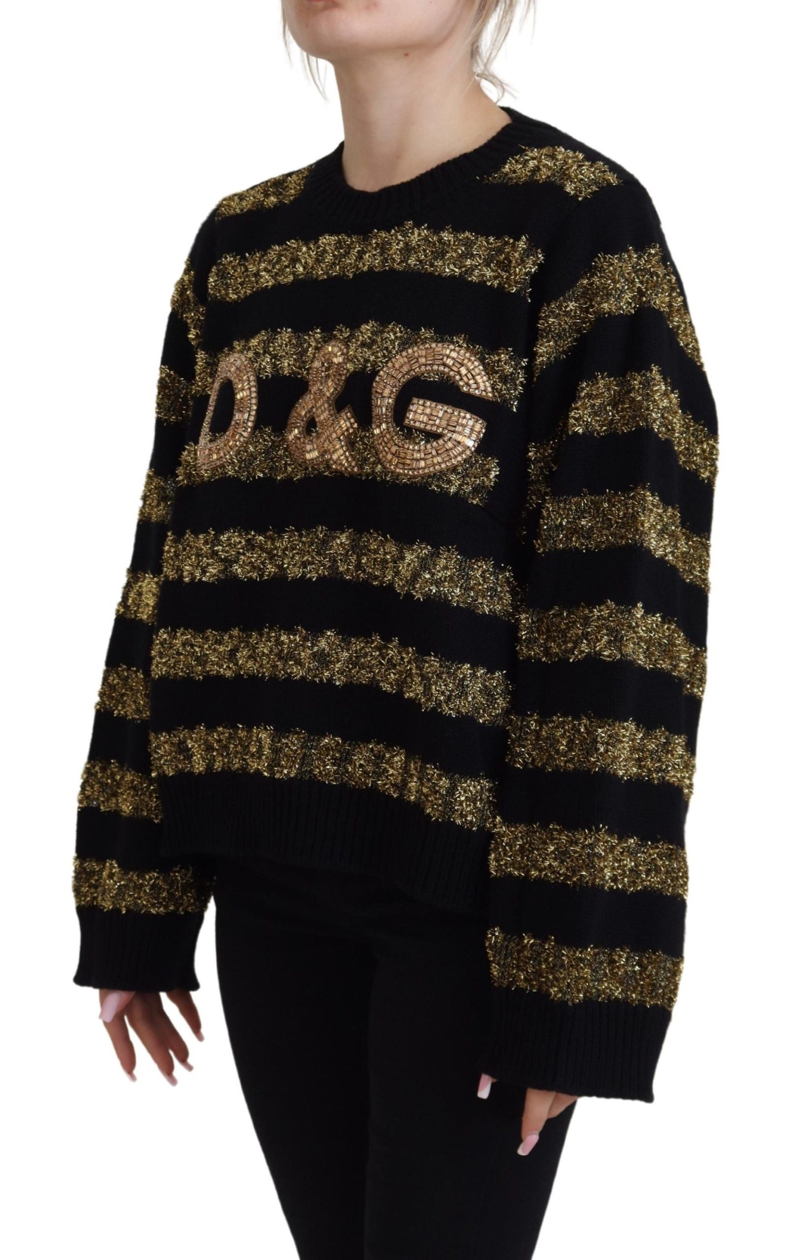 Black sweater with gold sequins