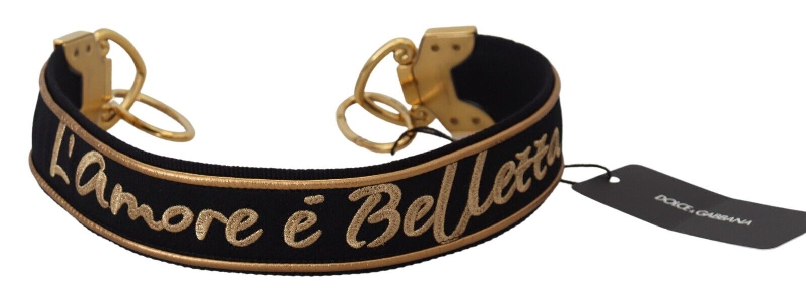 Bracelet with gold clasp and black background