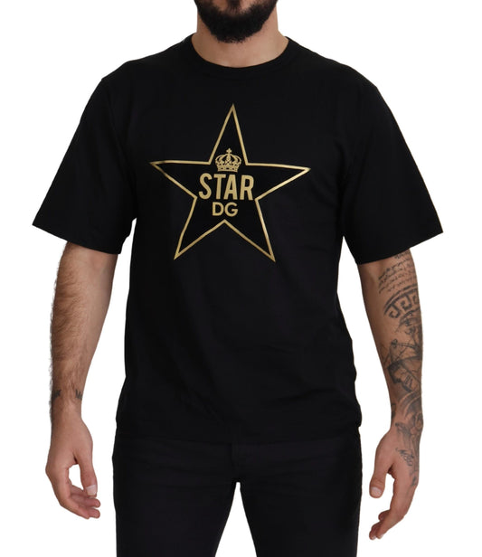 Black t-shirt with gold star logo