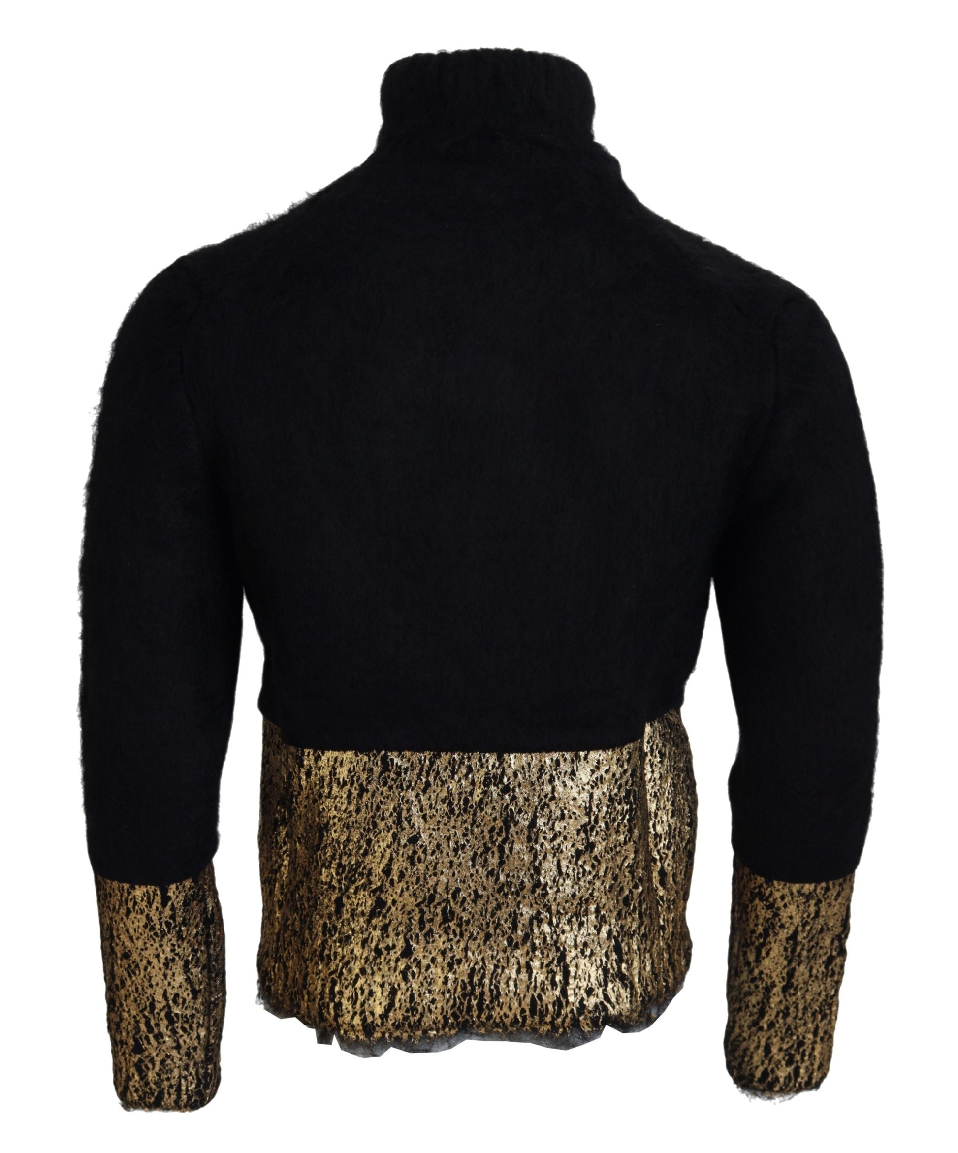Black sweater with gold sequins on sleeves
