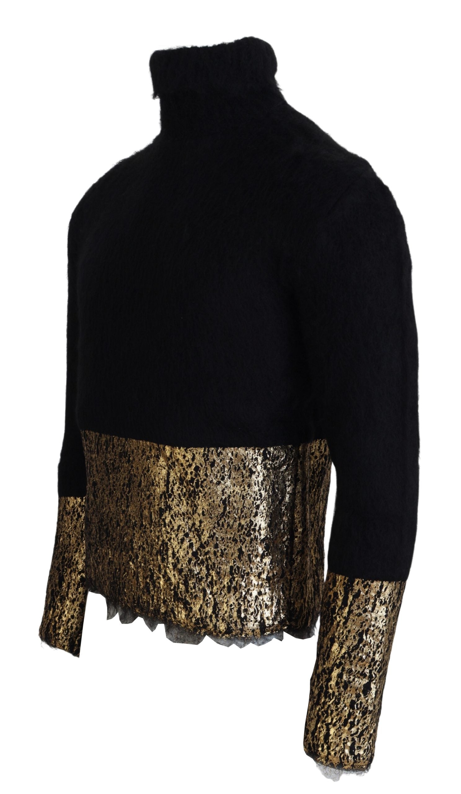 Black jacket with gold embroidery on sleeves