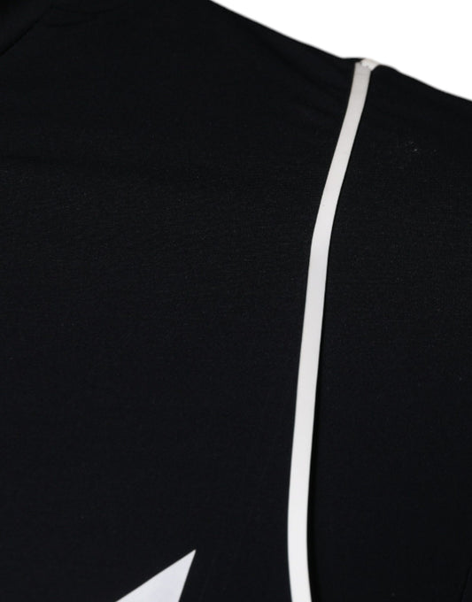 Black sleeveless top with white stripe on side