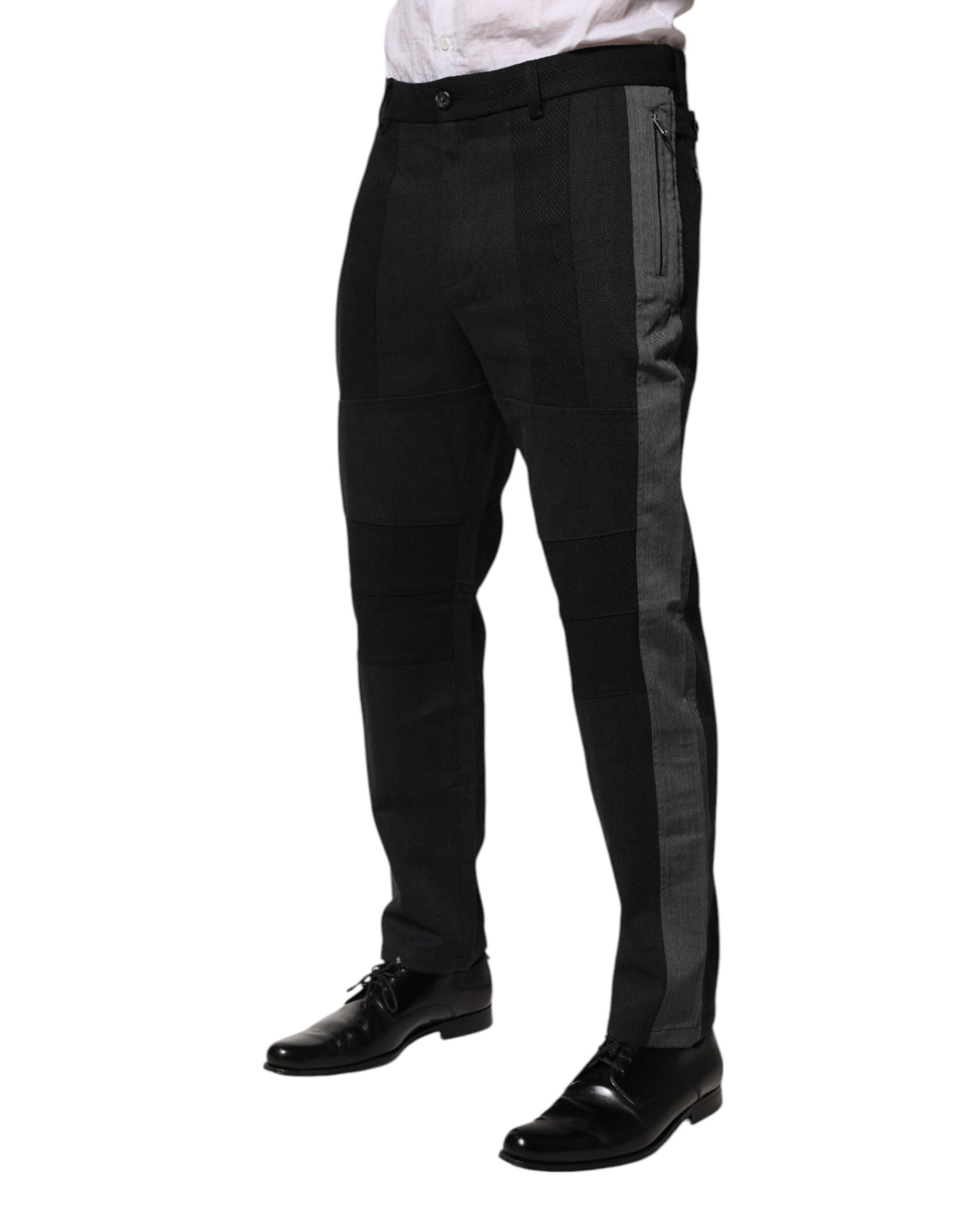 Men's formal trousers with black and gray checkered pattern, made of cotton
