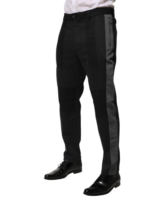 Men's formal trousers with black and gray checkered pattern, made of cotton