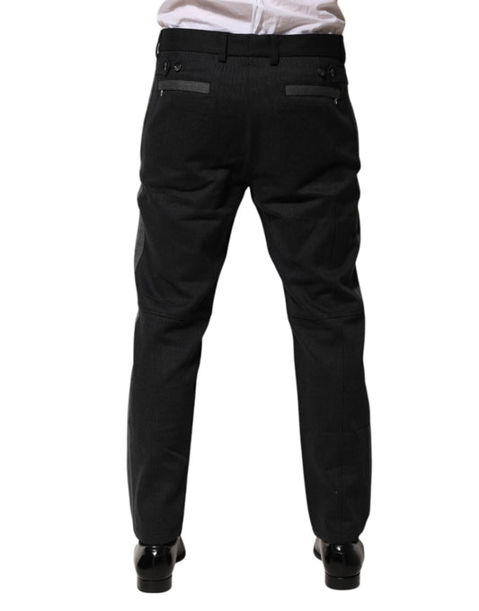 A pair of black gray cotton dress formal trousers by Dolce & Gabbana