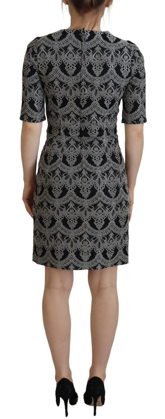 A black gray jacquard sheath bodycon dress from Dolce & Gabbana