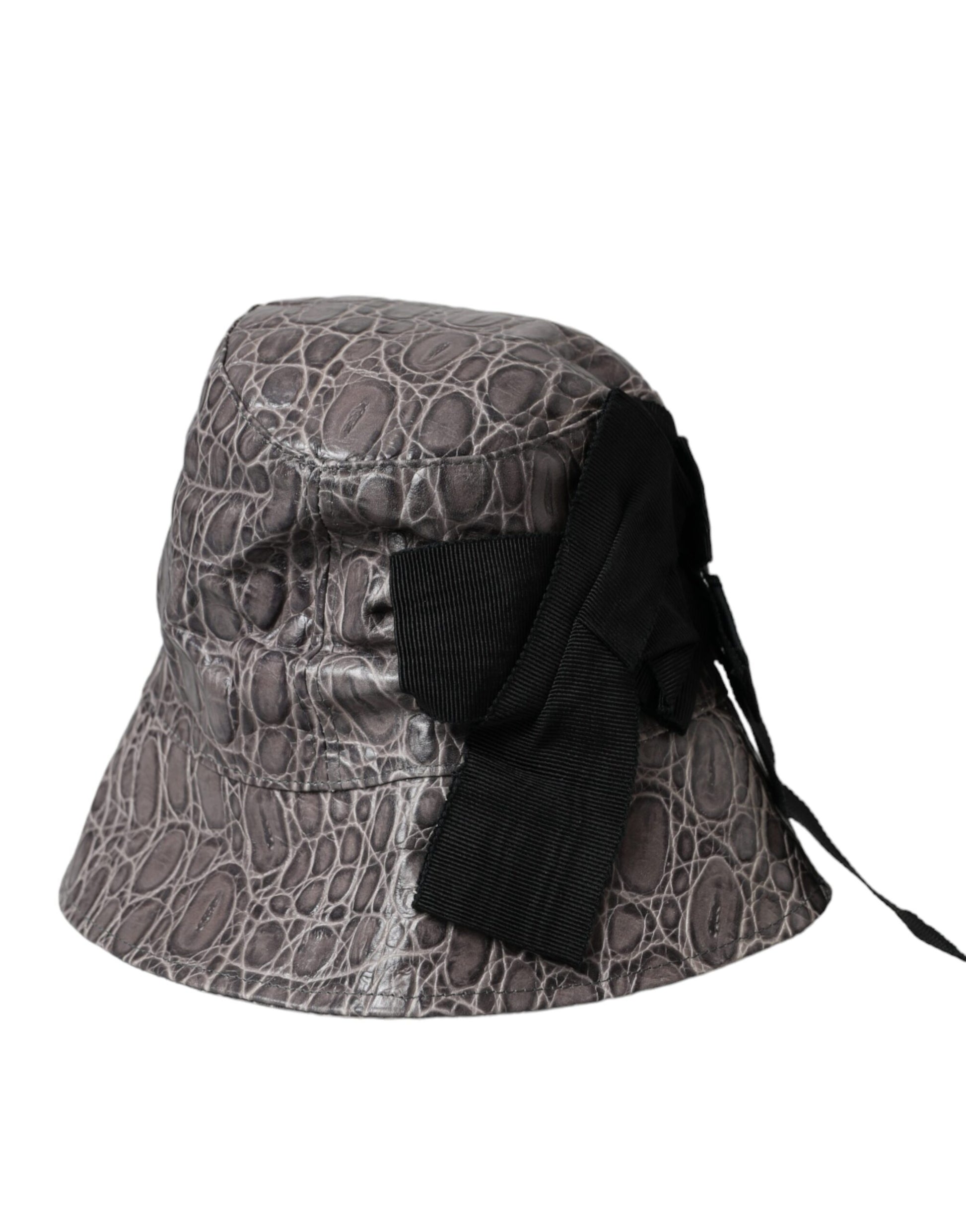 Bucket hat with crocodile skin texture