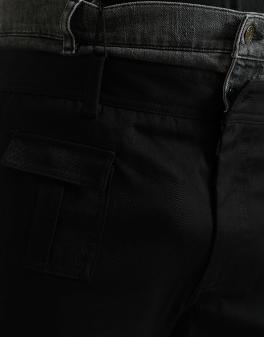 Pair of black jeans with pockets on back