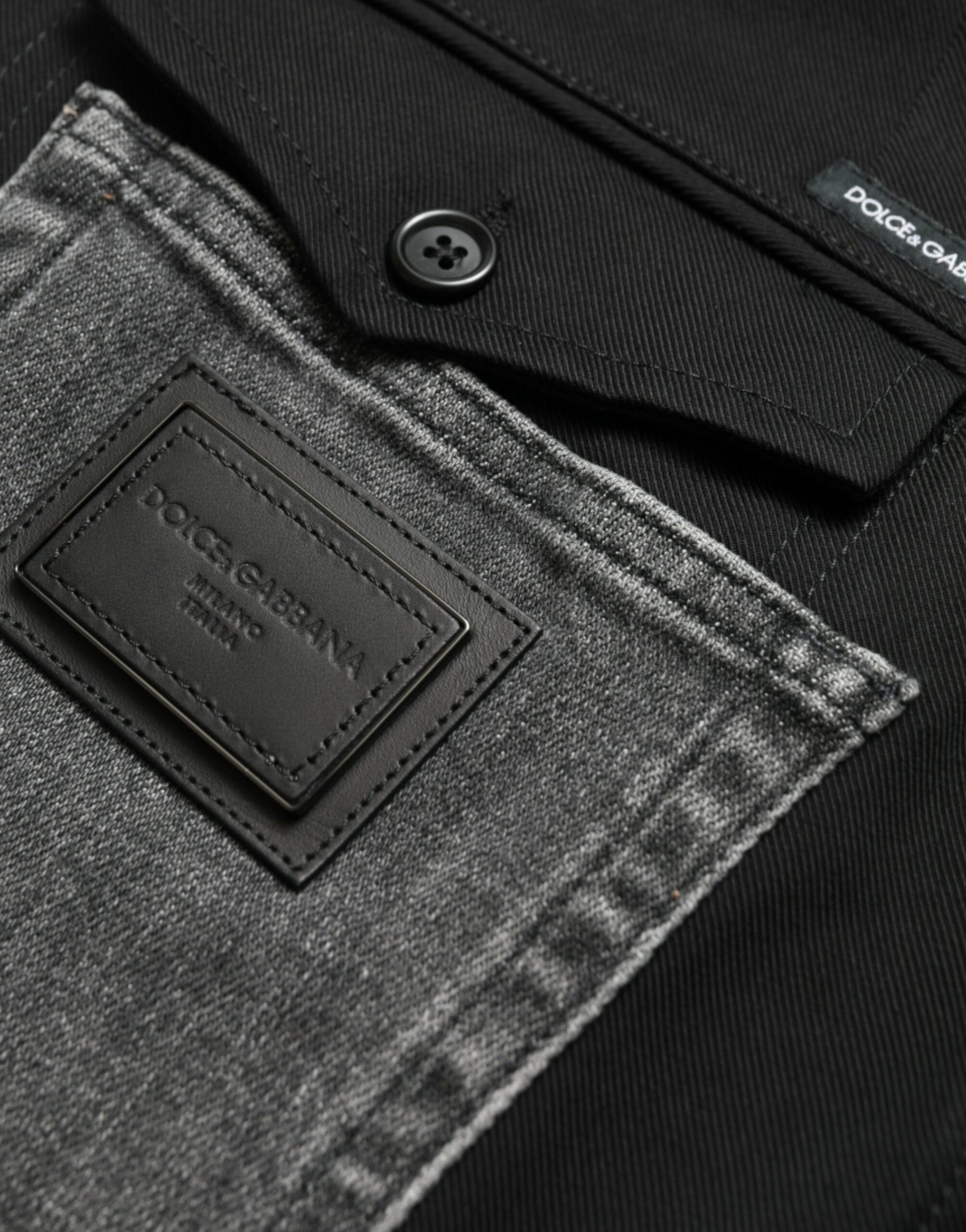 Pair of jeans with brand label on back pocket