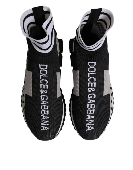 Pair of black, gray, and white women's sneakers with brand name on side