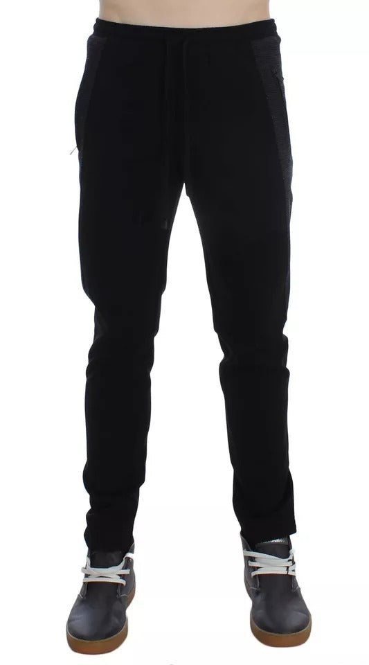 Pair of black sweatpants with elastic waistband