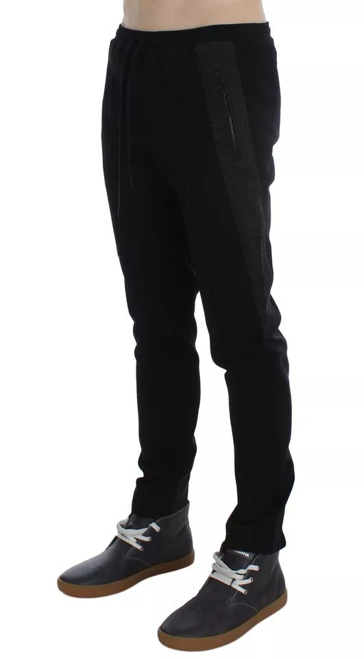 Pair of black sweatpants with elastic waistband