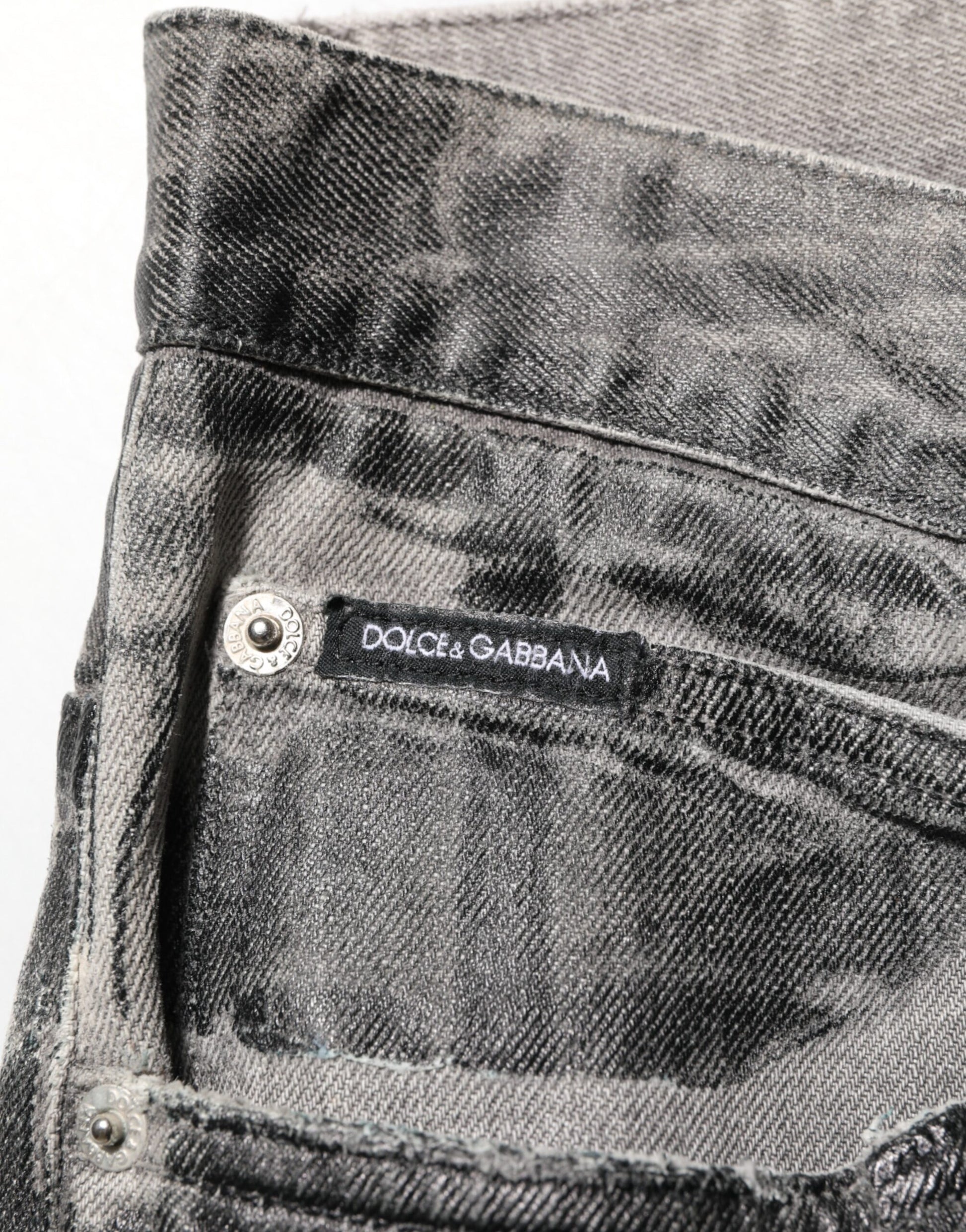 Denim jeans with brand label on waistband