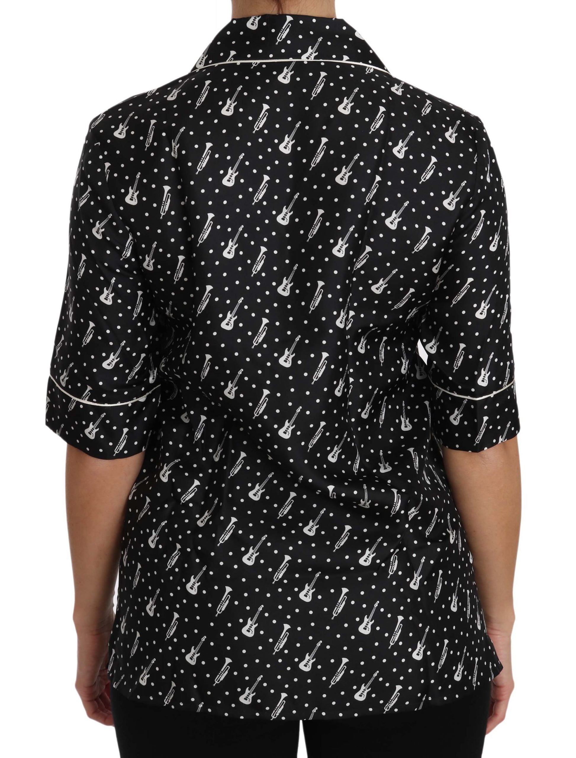 Black shirt with white stars pattern on back
