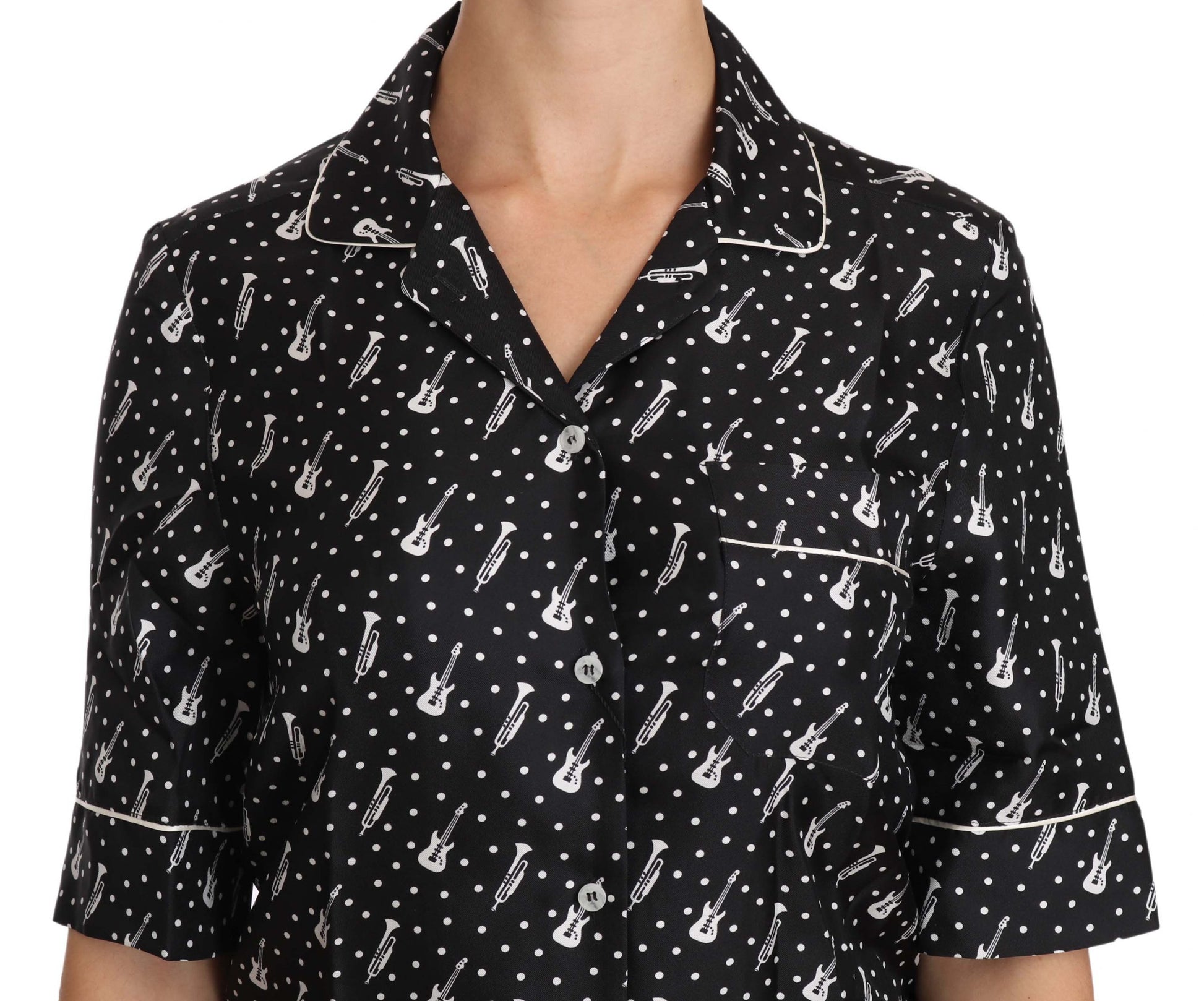 Black shirt with guitar pattern