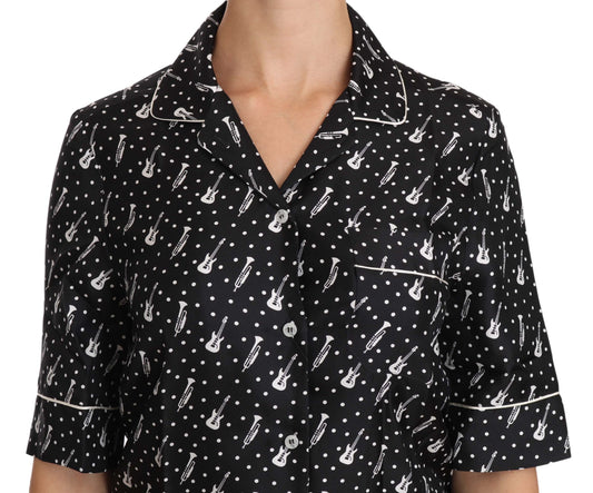 Black shirt with guitar pattern