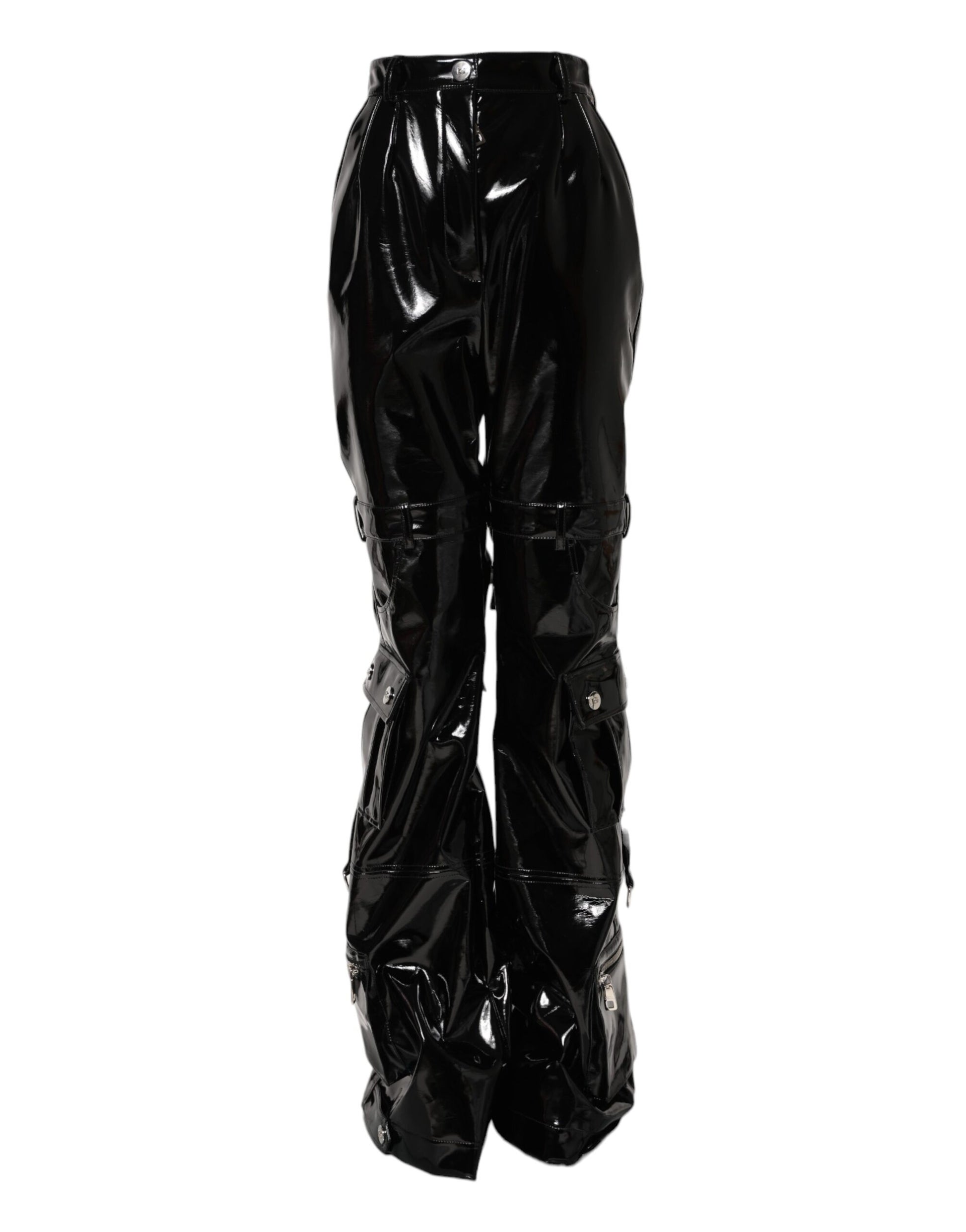 Black leather pants with zippers on sides