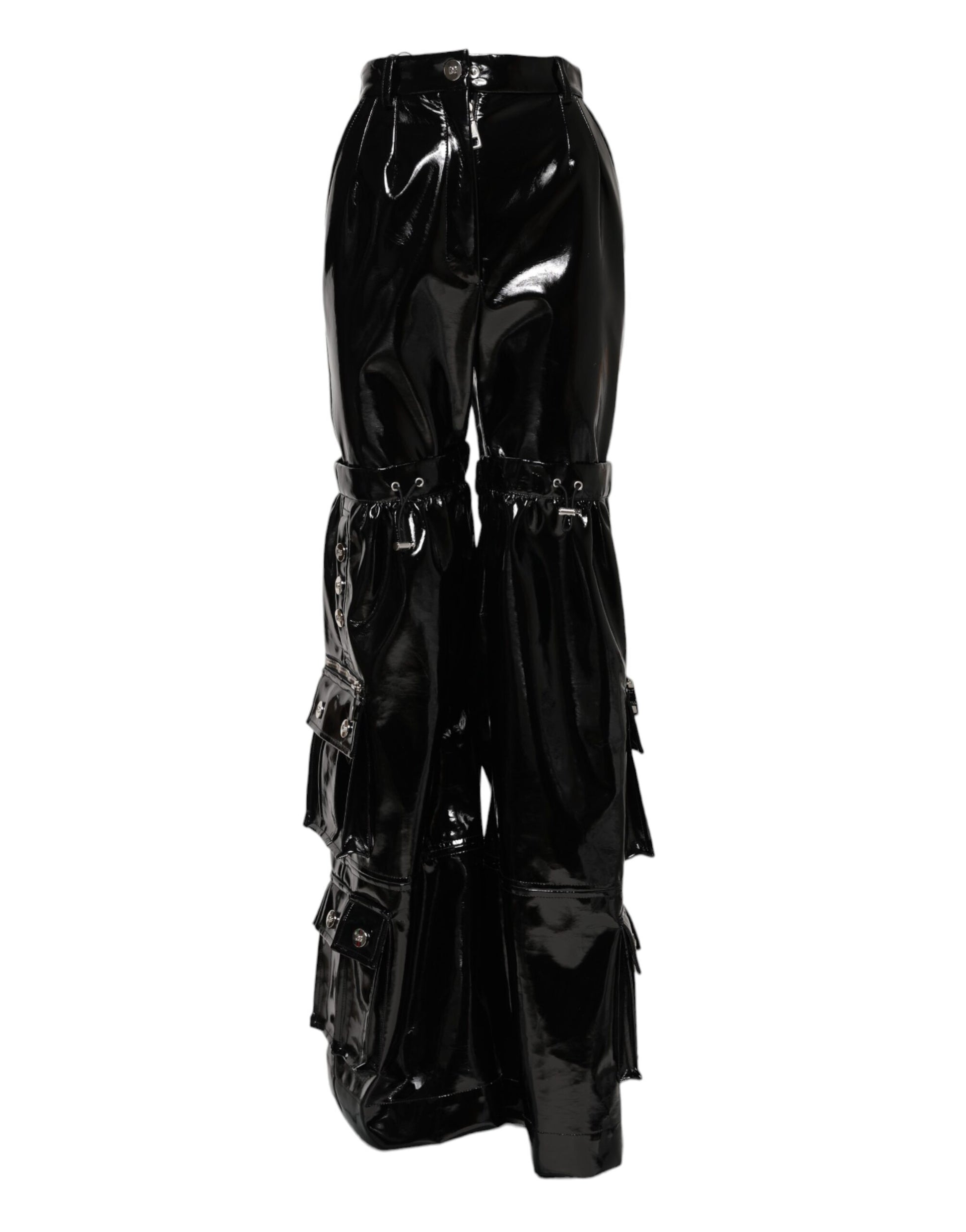 Black leather pants with zippers and studs