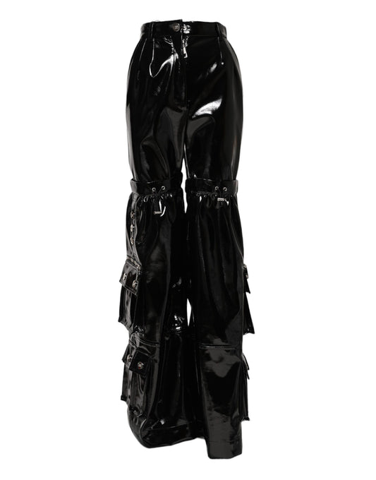 Black leather pants with zippers on sides